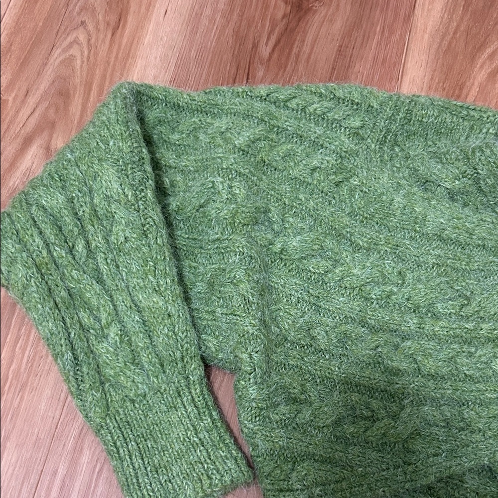 Zara Green Cable Knit Cropped Sweater Wrap Sweater Criss Cross Sweater - Picture 8 of 11